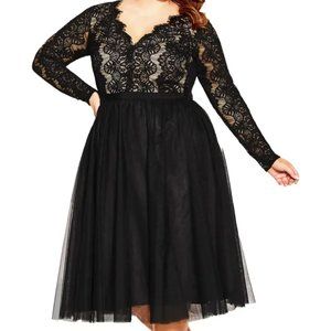 City Chic Black Rare Beauty Dress Size M (18)